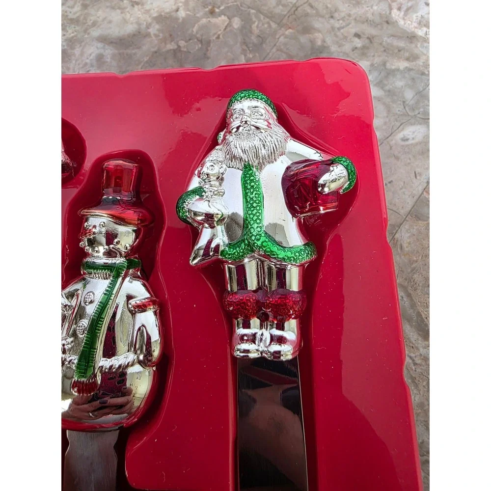 International Silver Company Holiday‎ Cheer Cheese Set Santa Snowman Candy Cane